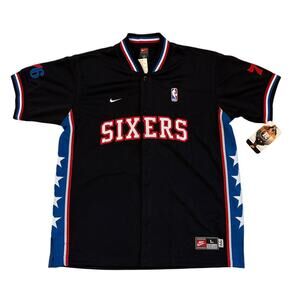 Vtg Nike Philadelphia 76ers Basketball Warm Up Jacket Womens Large 16-18 Black